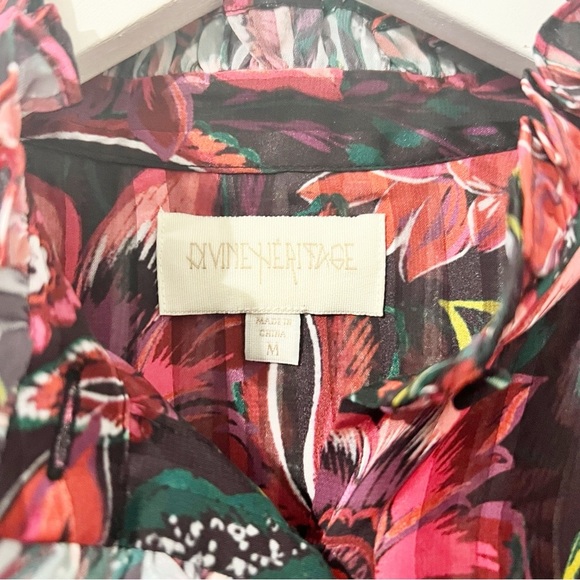 REVOLVE X DIVINE HERITAGE BIB FRONT WITH RUFFLE BLOUSE Top Pink Medium M - Picture 4 of 7